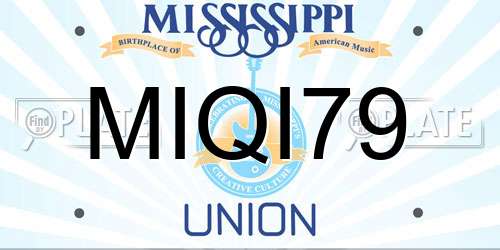 MIQI79 Mississippi License Plate