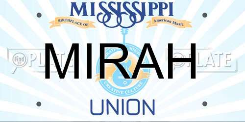 MIRAH Mississippi License Plate