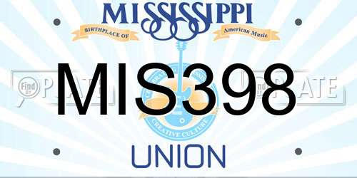 MIS398 Mississippi License Plate
