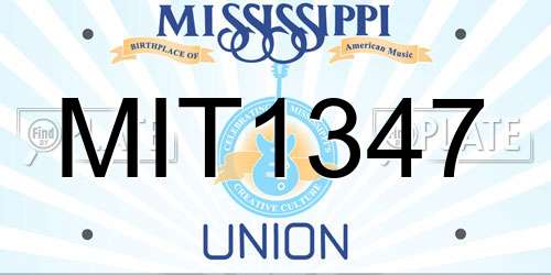 MIT1347 Mississippi License Plate