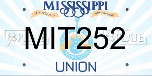 MIT252 Mississippi License Plate