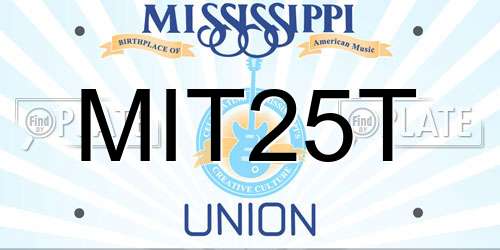 MIT25T Mississippi License Plate