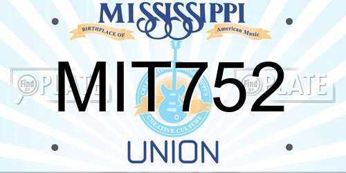 MIT752 Mississippi License Plate