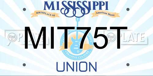 MIT75T Mississippi License Plate