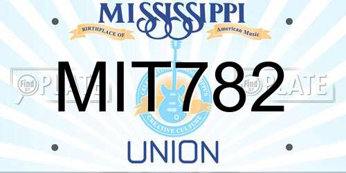 MIT782 Mississippi License Plate