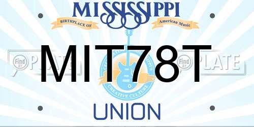 MIT78T Mississippi License Plate