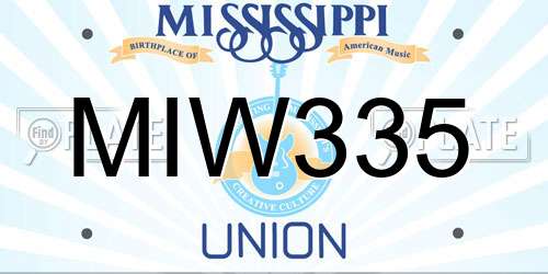 MIW335 Mississippi License Plate