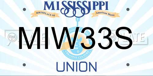 MIW33S Mississippi License Plate