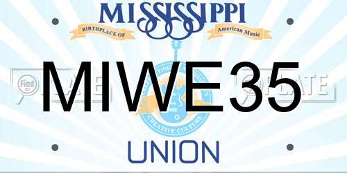 MIWE35 Mississippi License Plate