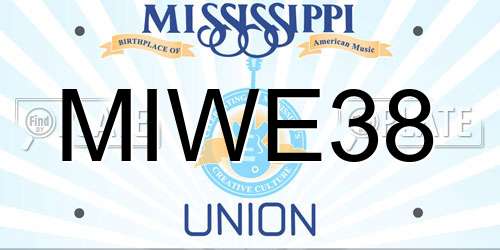 MIWE38 Mississippi License Plate