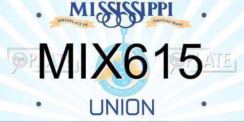 MIX615 Mississippi License Plate