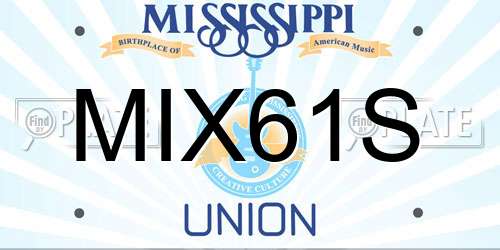 MIX61S Mississippi License Plate