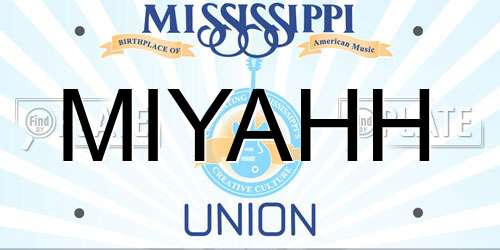 MIYAHH Mississippi License Plate