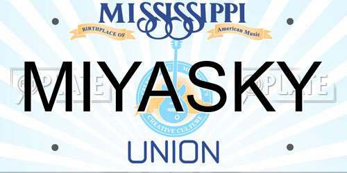 MIYASKY Mississippi License Plate
