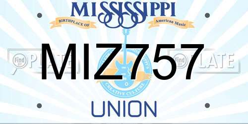 MIZ757 Mississippi License Plate