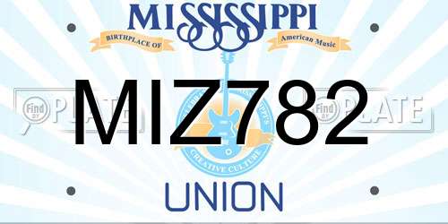 MIZ782 Mississippi License Plate