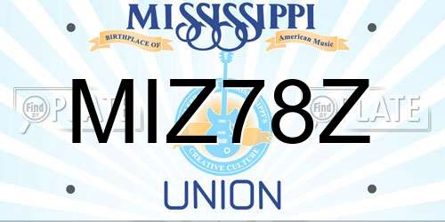MIZ78Z Mississippi License Plate