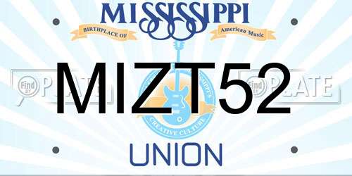 MIZT52 Mississippi License Plate