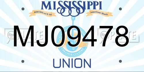 MJ09478 Mississippi License Plate