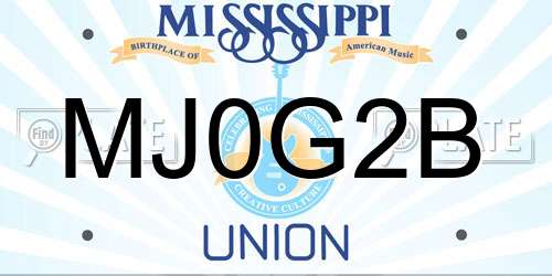 MJ0G2B Mississippi License Plate