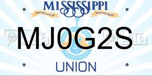MJ0G2S Mississippi License Plate