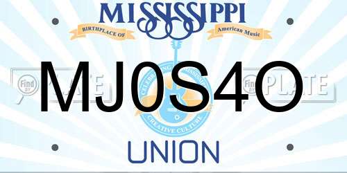 MJ0S4O Mississippi License Plate