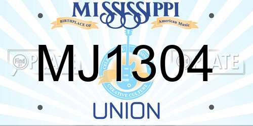 MJ1304 Mississippi License Plate