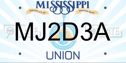 MJ2D3A Mississippi License Plate