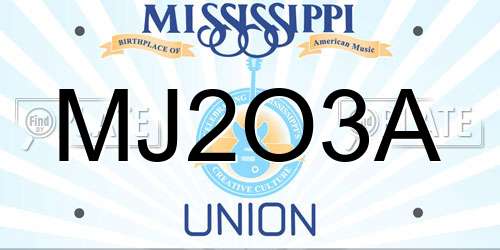 MJ2O3A Mississippi License Plate
