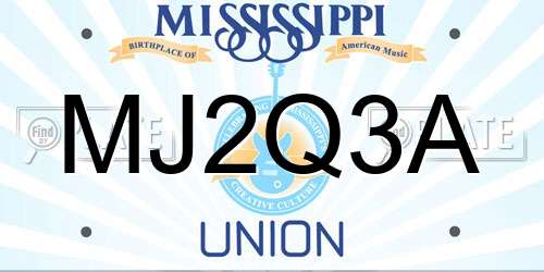 MJ2Q3A Mississippi License Plate
