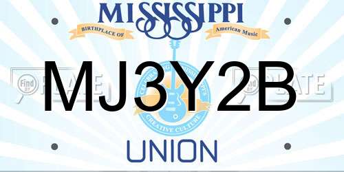 MJ3Y2B Mississippi License Plate