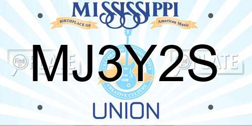 MJ3Y2S Mississippi License Plate