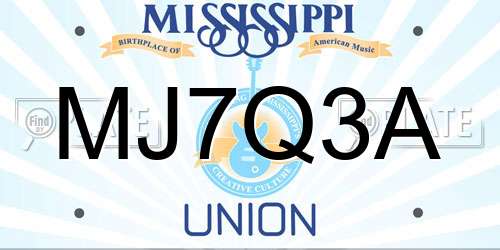 MJ7Q3A Mississippi License Plate
