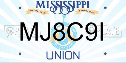 MJ8C9I Mississippi License Plate