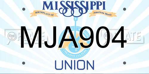 MJA904 Mississippi License Plate