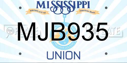 MJB935 Mississippi License Plate