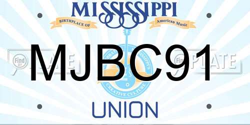 MJBC91 Mississippi License Plate