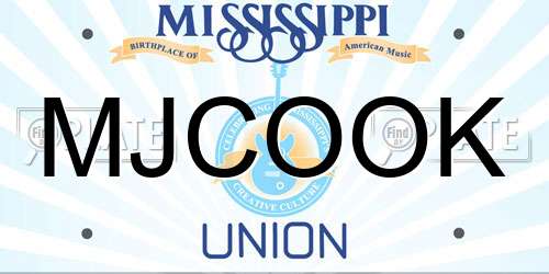 MJCOOK Mississippi License Plate