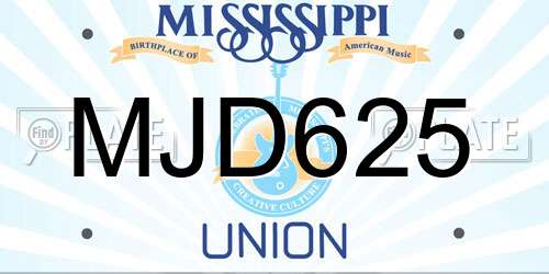 MJD625 Mississippi License Plate