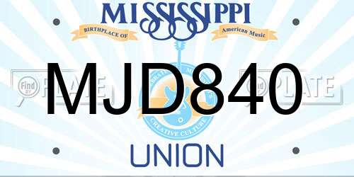 MJD840 Mississippi License Plate