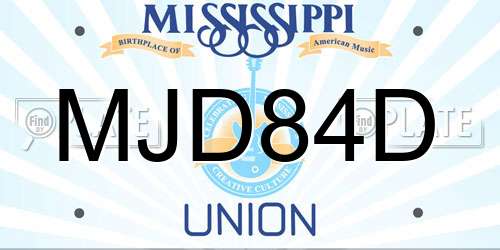 MJD84D Mississippi License Plate