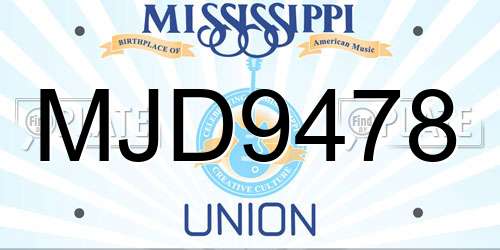 MJD9478 Mississippi License Plate