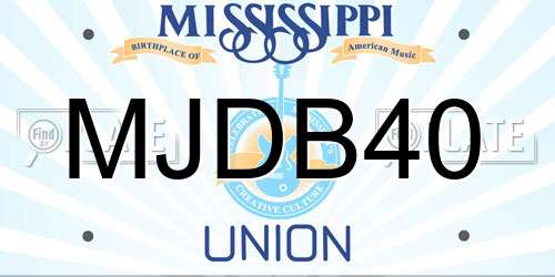 MJDB40 Mississippi License Plate