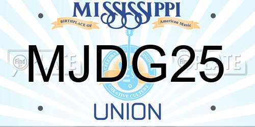 MJDG25 Mississippi License Plate