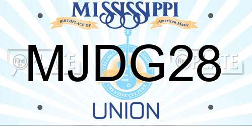 MJDG28 Mississippi License Plate