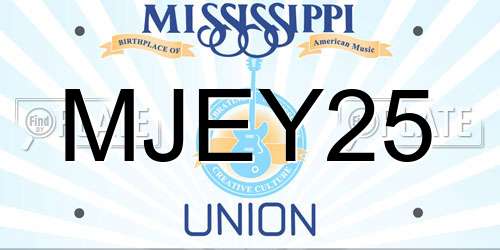 MJEY25 Mississippi License Plate