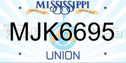 MJK6695 Mississippi License Plate