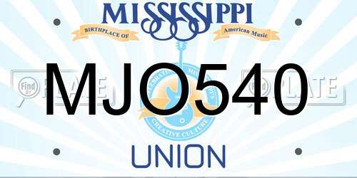 MJO540 Mississippi License Plate