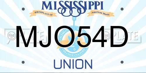 MJO54D Mississippi License Plate