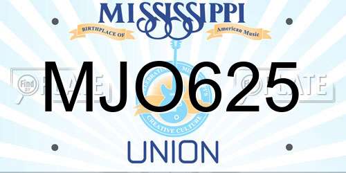 MJO625 Mississippi License Plate